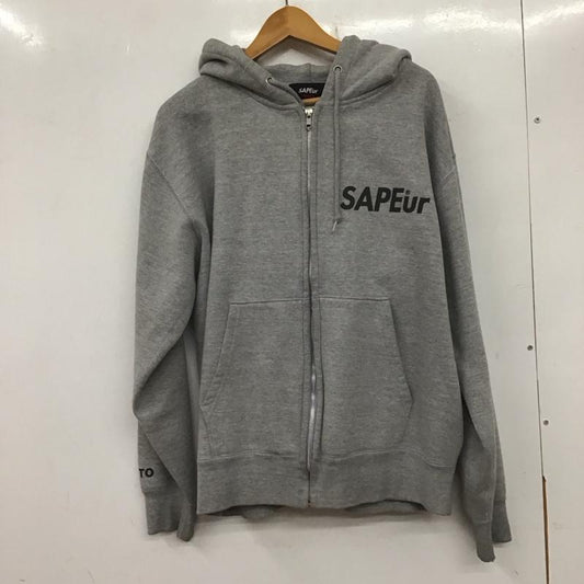 サプール SAPEur パーカー 長袖 ジップパーカー M ロゴ、文字 X プリント 灰 / グレー /  メンズ USED 古着 中古 10137987
