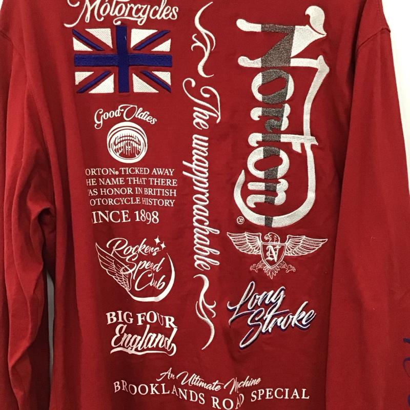 ノートン Norton カットソー 長袖 長袖カットソー プリントカットソー クルーネック XXL ロゴ、文字 赤 / レッド /  メンズ USED 古着 中古 10149527