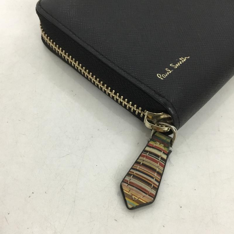 ポールスミス Paul Smith 財布 長財布 ラウンドファスナー ロゴ、文字 黒 / ブラック /  メンズ USED 古着 中古 10137151