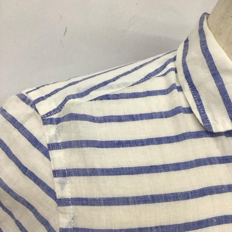 バーバリーブラックレーベル BURBERRY BLACK LABEL シャツ、ブラウス 半袖 半袖シャツ カラーシャツ 半袖カットソー ボーダーシャツ 2 ボーダー柄 白 / ホワイト / X 水色 / ライトブルー /  メンズ USED 古着 中古 10114633