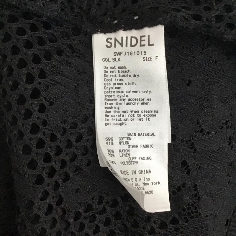 スナイデル SNIDEL カーディガン 半袖 SWFJ191015 レースガウン ロング丈 半袖 タグ付き FREE 花柄 黒 / ブラック /  レディース USED 古着 中古 10143111