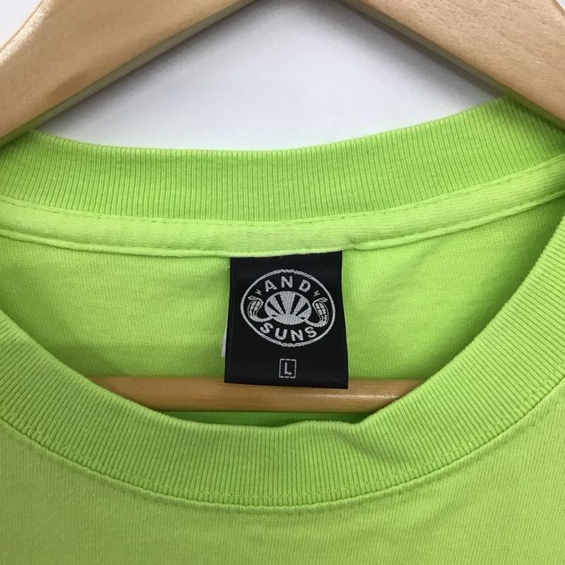 アンドサンズ ANDSUNS Tシャツ 半袖 半袖カットソー プリントTシャツ クルーネックカットソー L プリント 黄緑 / イエローグリーン /  メンズ USED 古着 中古 10149931