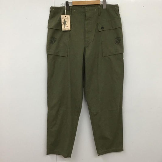 フリーホイーラーズ FREEWHEELERS パンツ ワークパンツ、ペインターパンツ USMCDEVILDOGM-1944 VintageStyleHeavyWeightYarnDyedHerringboneTwill ミリタリーパンツ 38インチ ロゴ、文字 カーキ / カーキ /  メンズ USED 古着 中古 10129034