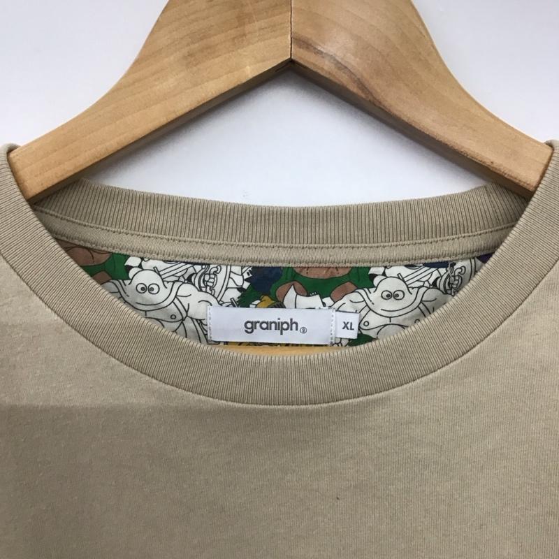 グラニフ graniph Tシャツ 半袖 半袖カットソー プリントTシャツ クルーネックカットソー XL ロゴ、文字 ベージュ / ベージュ /  メンズ USED 古着 中古 10145974