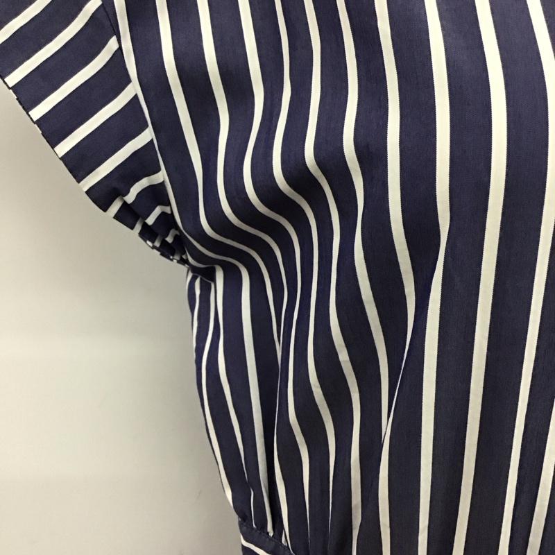 ノーリーズ NOLLEY S ワンピース ロングスカート 8-0035-3-07-004 フレンチスリーブ スキッパー 38 ストライプ 紺 / ネイビー / X 白 / ホワイト /  レディース USED 古着 中古 10115500