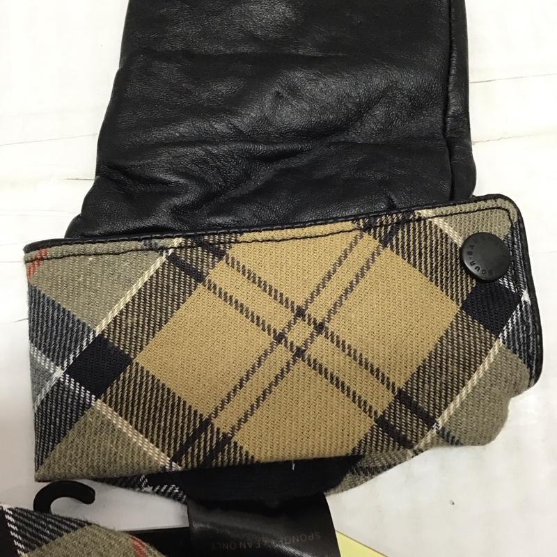 バーブァー Barbour ファッション小物 手袋 LGL0005BK11 レザーグローブ 革手袋 タグ付き チェック 黒 / ブラック /  レディース USED 古着 中古 10118208
