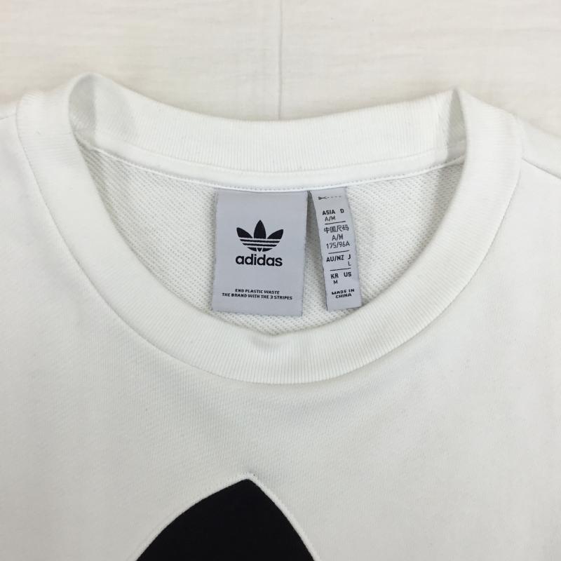 アディダス adidas トレーナー 長袖 IK9159 L ロゴ、文字 白 / ホワイト / X 黒 / ブラック /  メンズ USED 古着 中古 10143951