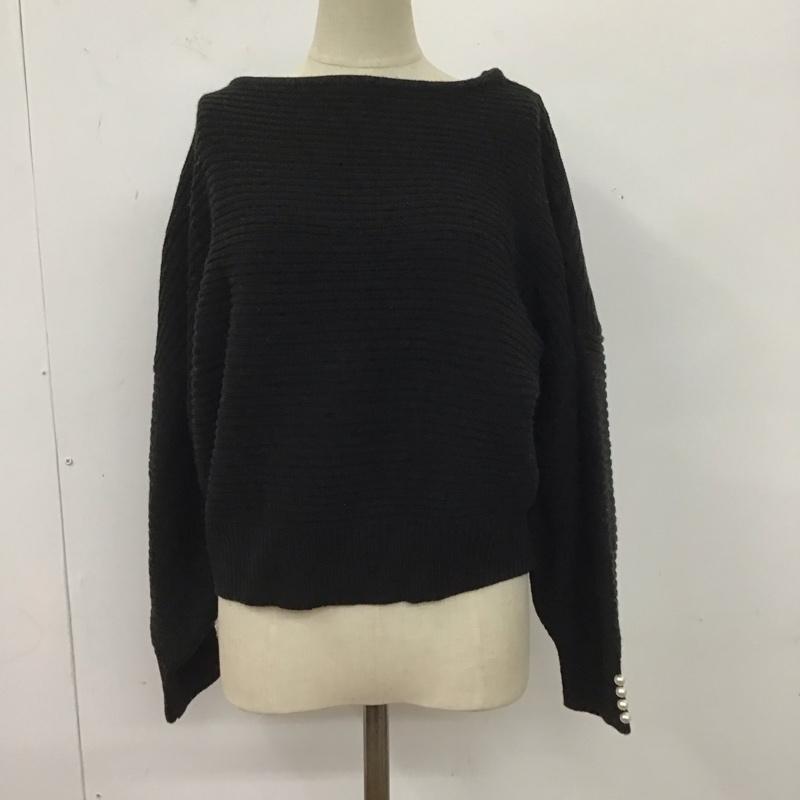 ダブルクローゼット w closet ニット、セーター 長袖 長袖ニットカットソー ニット セーター ワイドネックニット FREE 無地 黒 / ブラック /  レディース USED 古着 中古 10124338