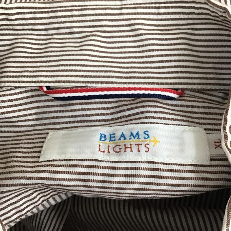 ビームスライツ BEAMS LIGHTS シャツ、ブラウス 長袖 ボタンダウン XL ストライプ 白 / ホワイト / X 茶 / ブラウン /  メンズ USED 古着 中古 10118109