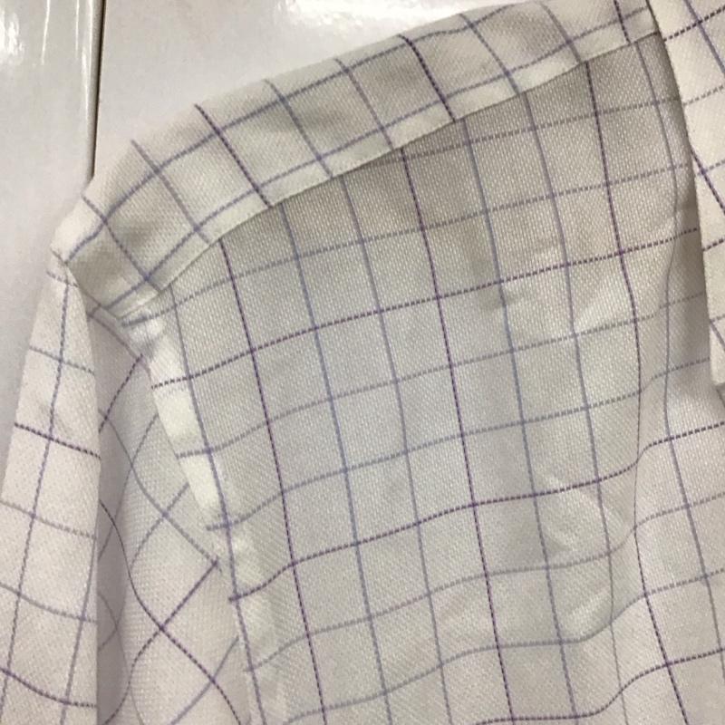 ジェフバンクス JEFFBANKS シャツ、ブラウス 長袖 ボタンダウン ワイシャツ チェック 白 / ホワイト / X 紫 / パープル /  メンズ USED 古着 中古 10117747