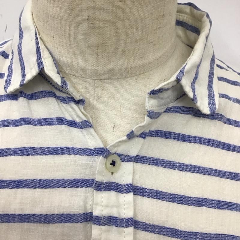 バーバリーブラックレーベル BURBERRY BLACK LABEL シャツ、ブラウス 半袖 半袖シャツ カラーシャツ 半袖カットソー ボーダーシャツ 2 ボーダー柄 白 / ホワイト / X 水色 / ライトブルー /  メンズ USED 古着 中古 10114633