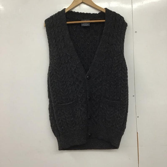 アラン ウーレン ミルズ aran WOOLLEN MILLS ベスト ベスト ニットベスト ノースリーブカットソー 前ボタン M 無地 灰 / グレー /  メンズ USED 古着 中古 10140732