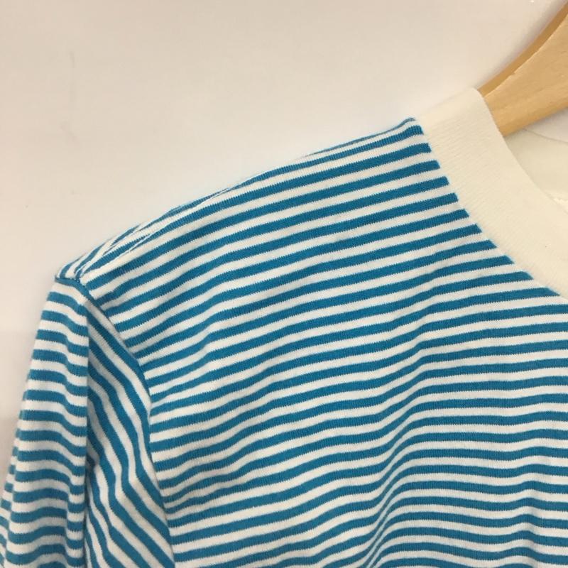 アベイシングエイプ A BATHING APE カットソー 長袖 長袖カットソー プリントカットソー クルーネック S ボーダー柄 白 / ホワイト / X 水色 / ライトブルー /  メンズ USED 古着 中古 10151151