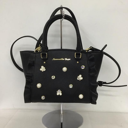 サマンサベガ Samantha Vega ハンドバッグ ハンドバッグ フリル ショルダーバッグ 2WAY ロゴ、文字 黒 / ブラック /  レディース USED 古着 中古 10146257