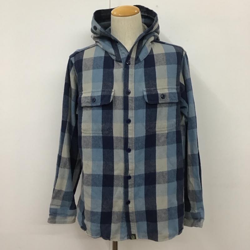 アベイシングエイプ A BATHING APE シャツ、ブラウス 長袖 長袖シャツ チェックシャツ フード付きシャツ カジュアルシャツ XL チェック 青 / ブルー /  メンズ USED 古着 中古 10109783