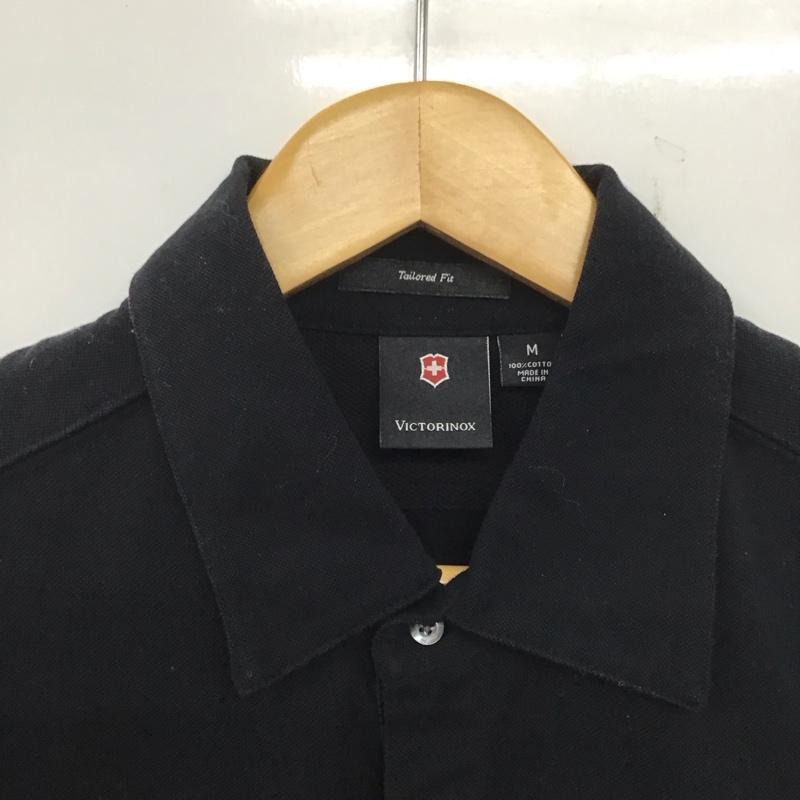 ビクトリノックス VICTORINOX ポロシャツ 半袖 半袖ポロシャツ カラーシャツ 半袖カットソー M ロゴ、文字 紺 / ネイビー /  メンズ USED 古着 中古 10138764