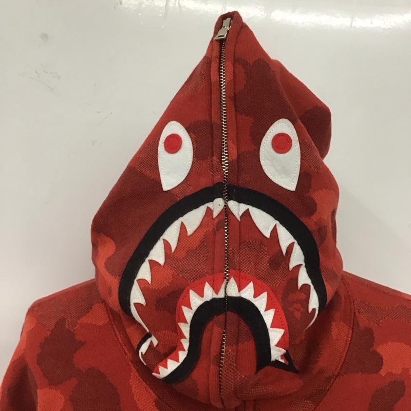 アベイシングエイプ A BATHING APE パーカー 長袖 ジップアップパーカー 長袖パーカー フード付きパーカー 総柄 赤 / レッド /  メンズ USED 古着 中古 10107434