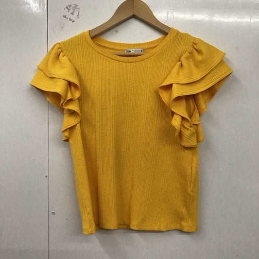 ザラ ZARA カットソー 半袖 L 無地 黄 / イエロー /  レディース USED 古着 中古 10129398