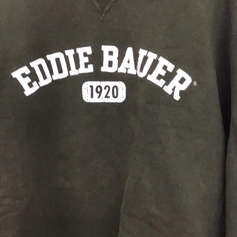 エディーバウアー Eddie Bauer トレーナー 長袖 長袖トレーナー スウェット クルーネック プルオーバー L ロゴ、文字 カーキ / カーキ /  メンズ USED 古着 中古 10143392