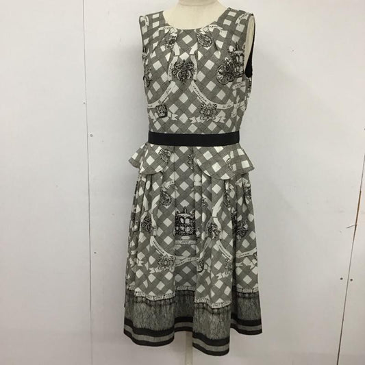 ロイスクレヨン LOISCRAYON ワンピース ひざ丈スカート 13001606 ノースリーブ M 総柄 黒 / ブラック /  レディース USED 古着 中古 10114556