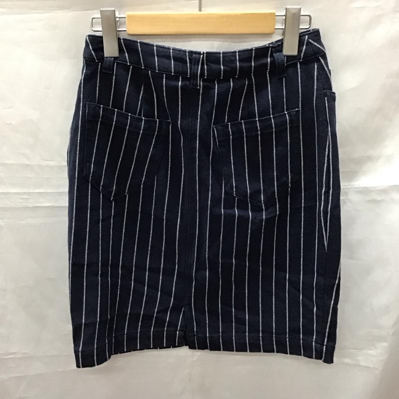 ローリーズファーム LOWRYS FARM スカート ミニスカート LF514158N9 M ストライプ 紺 / ネイビー / X 白 / ホワイト /  レディース USED 古着 中古 10115410