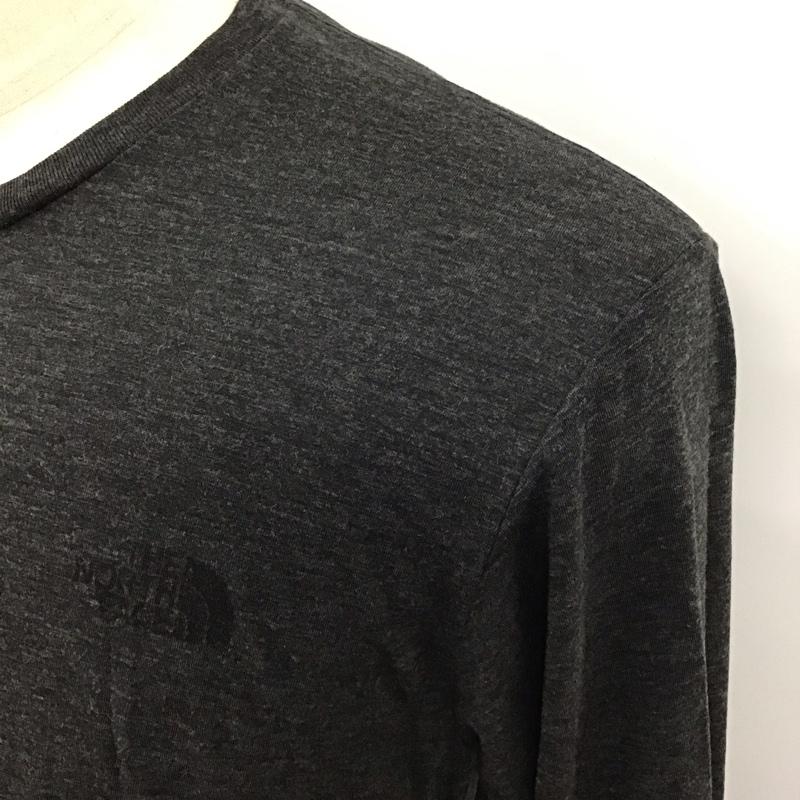 ザノースフェイス THE NORTH FACE Tシャツ 長袖 NT32088 ラッシュドライ メリノ クルー バックプリント L ロゴ、文字 黒 / ブラック /  メンズ USED 古着 中古 10119683