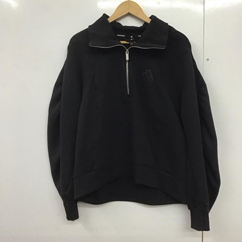 アディダス adidas トレーナー 長袖 JN9983 LUXFLOW スポーツ ハーフジップ スペーサースエットシャツ M 無地 黒 / ブラック /  レディース USED 古着 中古 10142888