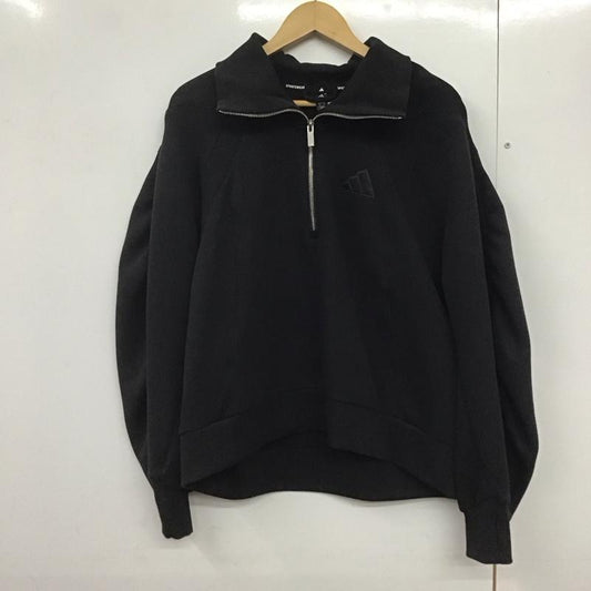 アディダス adidas トレーナー 長袖 JN9983 LUXFLOW スポーツ ハーフジップ スペーサースエットシャツ M 無地 黒 / ブラック /  レディース USED 古着 中古 10142888