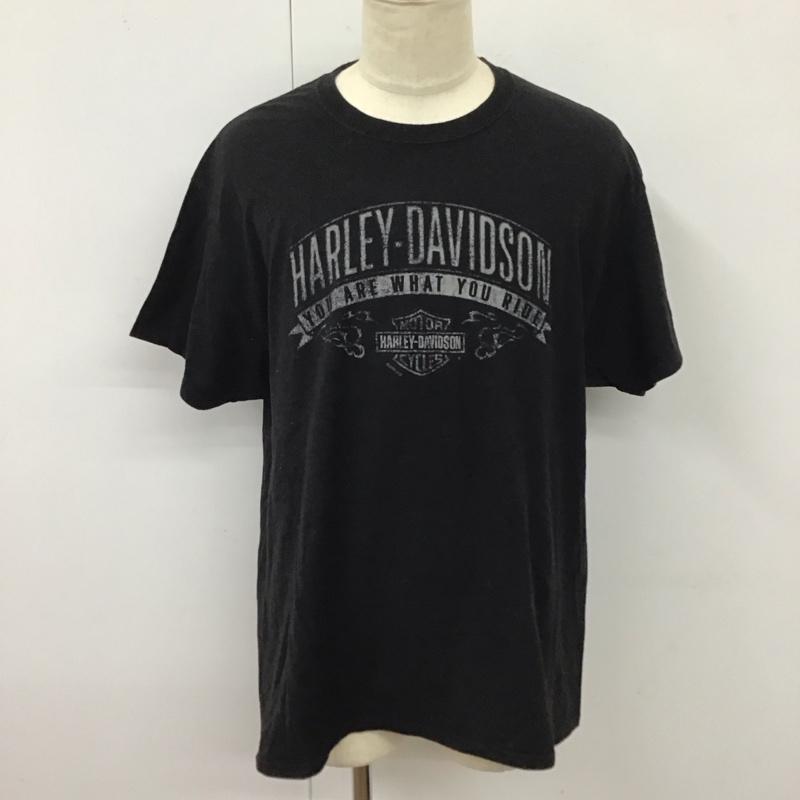 ハーレーダビッドソン Harley-Davidson Tシャツ 半袖 半袖カットソー プリントTシャツ クルーネックカットソー XL プリント 黒 / ブラック /  メンズ USED 古着 中古 10118292