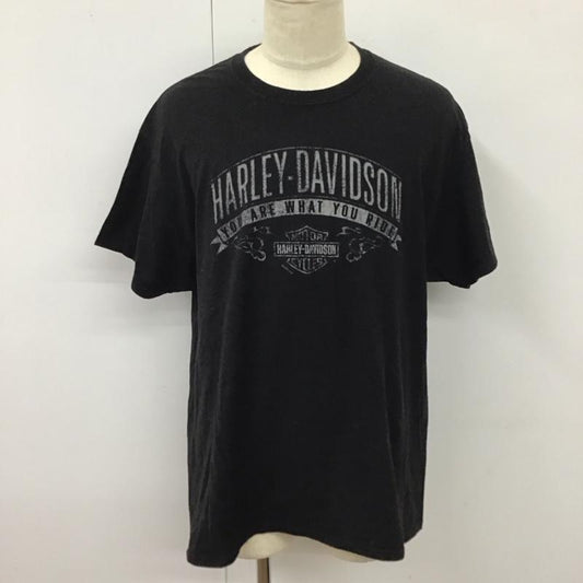 ハーレーダビッドソン Harley-Davidson Tシャツ 半袖 半袖カットソー プリントTシャツ クルーネックカットソー XL プリント 黒 / ブラック /  メンズ USED 古着 中古 10118292