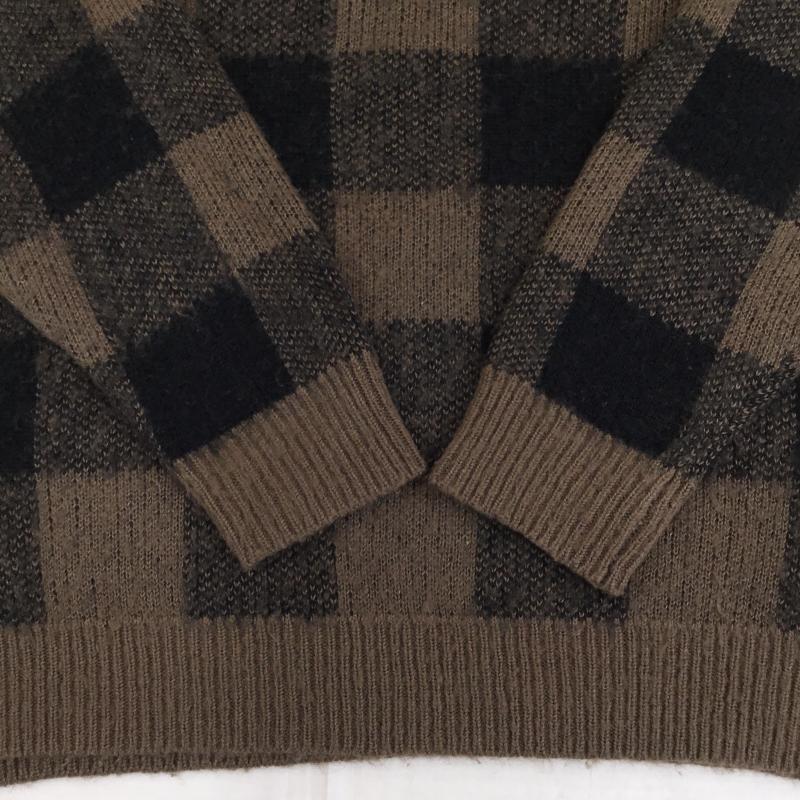 アースミュージックアンドエコロジー earth music&ecology ニット、セーター 長袖 10184CB2050 FREE チェック 黒 / ブラック / X 茶 / ブラウン /  レディース USED 古着 中古 10142549