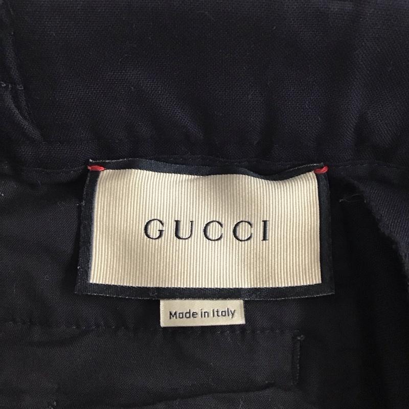 グッチ GUCCI パンツ スラックス 金ボタン ウール混 46 無地 黒 / ブラック /  メンズ USED 古着 中古 10119674
