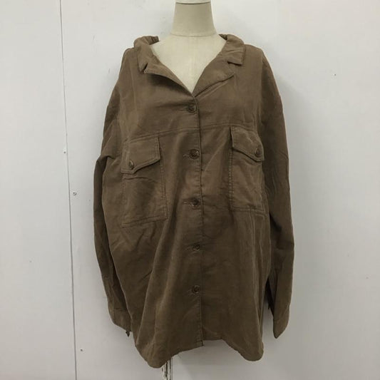 ダブルクローゼット w closet シャツ、ブラウス 長袖 303918 コーデュロイ 後ろリボン オープンカラーシャツ BIGシャツ FREE 無地 茶 / ブラウン /  レディース USED 古着 中古 10108397