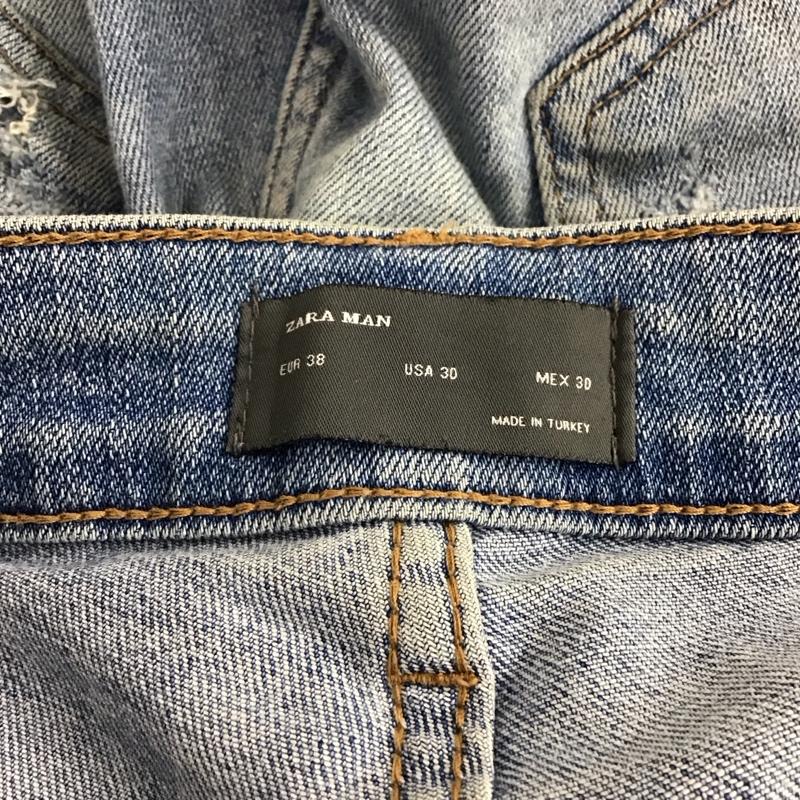 ザラメン ZARA MAN パンツ デニム、ジーンズ デニムパンツ スリムパンツ カジュアルパンツ ストレッチパンツ 38 ダメージ加工 インディゴ / インディゴ /  メンズ USED 古着 中古 10149710