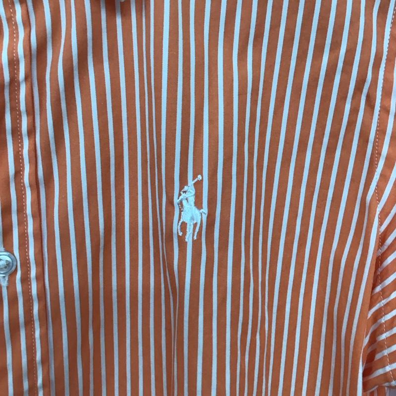 ラルフローレンスポーツ RALPHLAURENSPORT シャツ、ブラウス 長袖 8 ストライプ 白 / ホワイト / X 橙 / オレンジ /  レディース USED 古着 中古 10150833