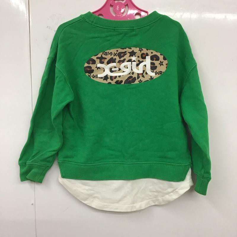 エックスガール X-girl トレーナー 長袖 110cm ロゴ、文字 緑 / グリーン /  ガールズ USED 古着 中古 10120516