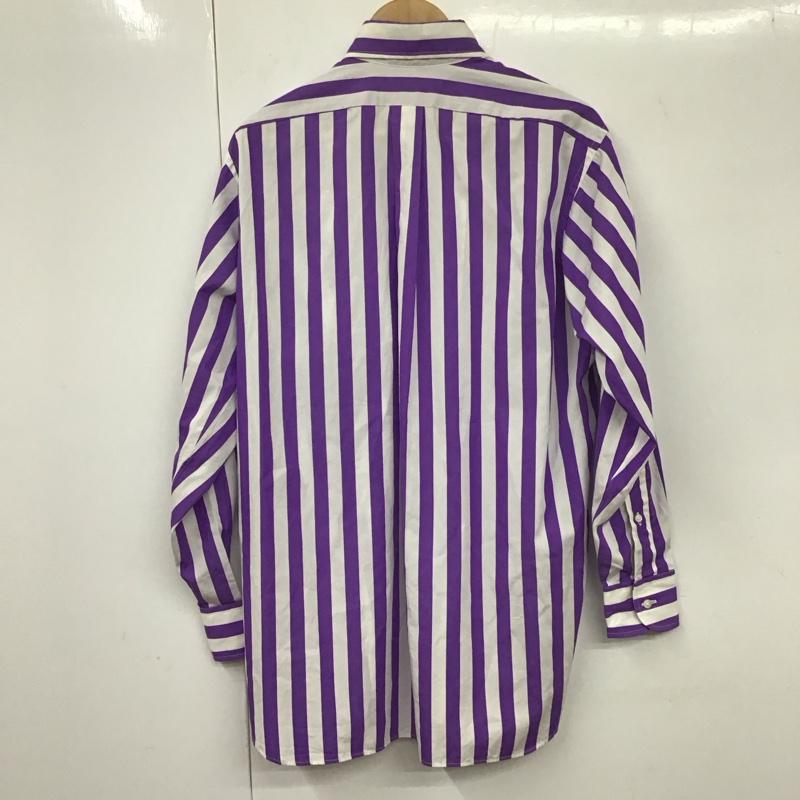 インディビジュアライズドシャツ INDIVIDUALIZED SHIRTS シャツ、ブラウス 長袖 ボタンダウンシャツ ストライプ 白 / ホワイト / X 紫 / パープル /  メンズ USED 古着 中古 10132025