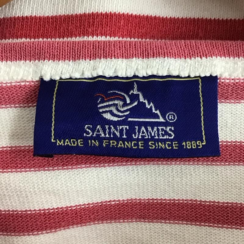 セントジェームス SAINT JAMES カットソー 長袖 長袖カットソー ワイドネックカットソー ボーダー ボーダー柄 白 / ホワイト / X 桃 / ピンク /  メンズ USED 古着 中古 10131386