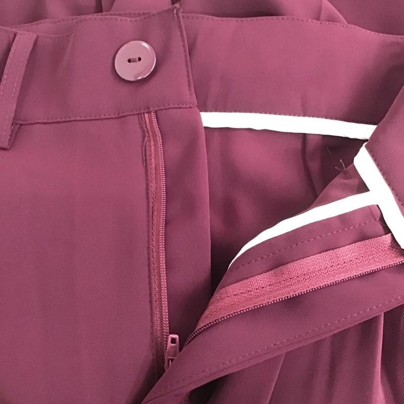 ミームセレクト me+em select パンツ スラックス スラックスパンツ スリムパンツ ストレッチパンツ センタータックパンツ XS 無地 紫 / パープル /  レディース USED 古着 中古 10142689