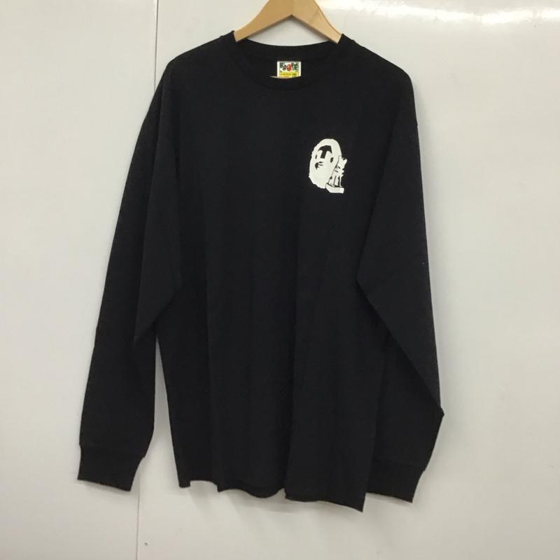 ベイプ BAPE カットソー 長袖 長袖カットソー プリントカットソー クルーネック XXL プリント 黒 / ブラック /  メンズ USED 古着 中古 10130681