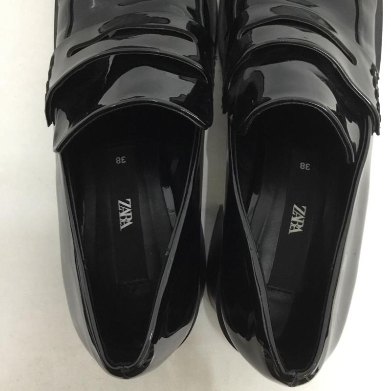ザラ ZARA ローファー ローファー 1209 810 040 ヒール スクエアトゥ EU38 無地 黒 / ブラック /  レディース USED 古着 中古 10138336
