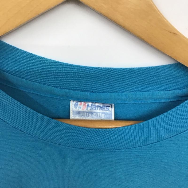 ヘインズ HANES Tシャツ 半袖 80s M プリント 青 / ブルー /  メンズ USED 古着 中古 10131351