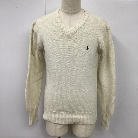 ポロバイラルフローレン Polo by RALPH LAUREN ニット、セーター 長袖 長袖ニットカットソー ニット セーター Vネックニット S ロゴ、文字 白 / ホワイト /  メンズ USED 古着 中古 10117259