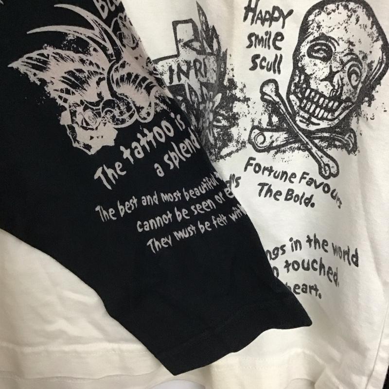 ブラッドメッセージ BLOOD MESSAGE カットソー 長袖 長袖カットソー プリントカットソー クルーネック 44 プリント 黒 / ブラック / X アイボリー / アイボリー /  メンズ USED 古着 中古 10149927