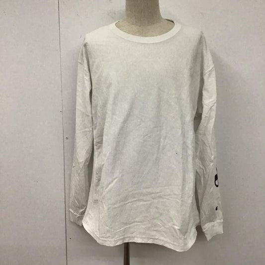 チャンピオン Champion カットソー 長袖 c3-r404 リバースウィーブ袖アップリケ長袖Tシャツ プリントTシャツ XL ロゴ、文字 白 / ホワイト /  メンズ USED 古着 中古 10127350
