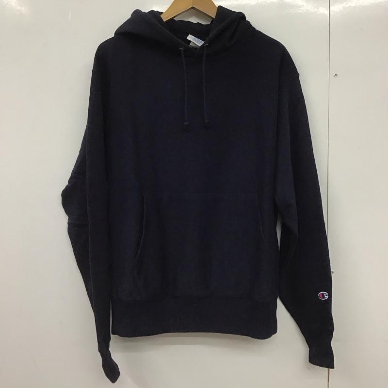チャンピオン Campion パーカー 長袖 長袖パーカー プルオーバーパーカー スウェット M ロゴ、文字 紺 / ネイビー /  メンズ USED 古着 中古 10147976