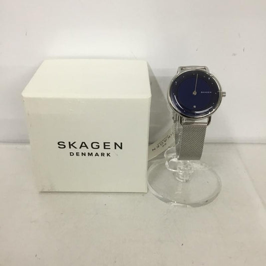 スカーゲン SKAGEN 腕時計 アナログ（クォーツ式） SKW2738 箱有 ロゴ、文字 紺 / ネイビー / X 銀 / シルバー /  レディース USED 古着 中古 10135145
