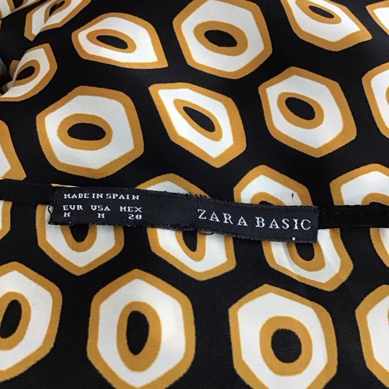 ザラベーシック ZARA BASIC ワンピース ひざ丈スカート 2058 040 800 長袖 M 総柄 黒 / ブラック / X 橙 / オレンジ / X 白 / ホワイト /  レディース USED 古着 中古 10112640