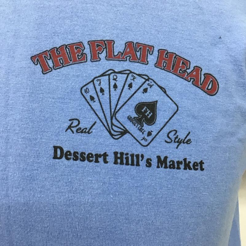 フラットヘッド The Flat Head Tシャツ 半袖 半袖カットソー プリントTシャツ クルーネックカットソー 38 ロゴ、文字 青 / ブルー /  メンズ USED 古着 中古 10117274