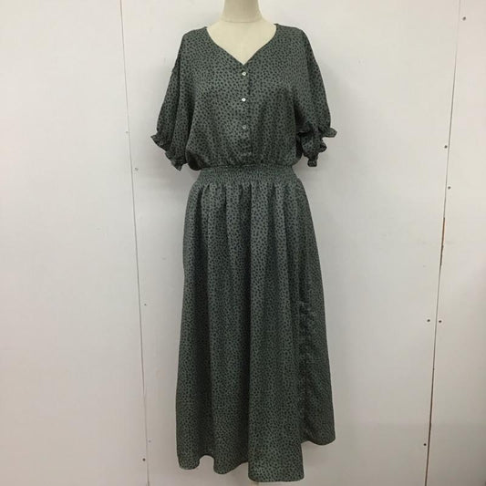 エヘカソポ ehka sopo ワンピース ロングスカート 半袖ロングワンピース 総柄 花柄 フレアスカート FREE 総柄 X 花柄 緑 / グリーン /  レディース USED 古着 中古 10109855